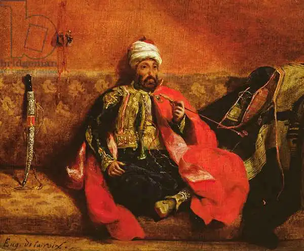 Delacroix, Eugene: A Turk smoking sitting on a sofa