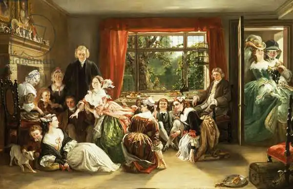 Maclise, Daniel: Hunt the Slipper at Neighbour Flamborough , from The Vicar of Wakefield by Oliver Goldsmith
