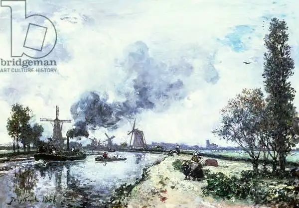 Jongkind, Johan: Dutch Landscape with Windmills