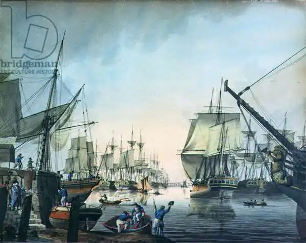 Atkins, Samuel: Une vue de la piscine, en dessous du pont de Londres
