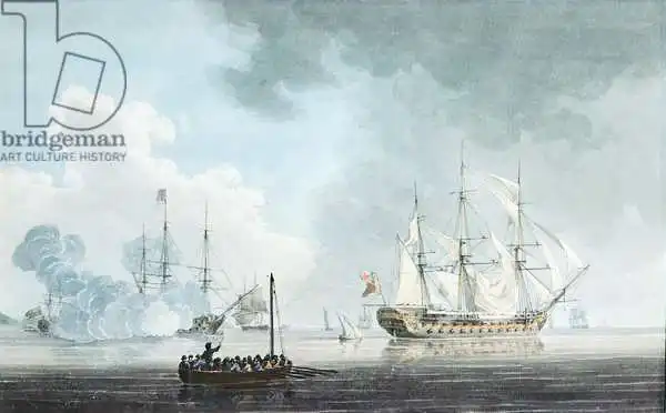 Cleveley, Robert: Navires de guerre anglais, un salue tirant un salut