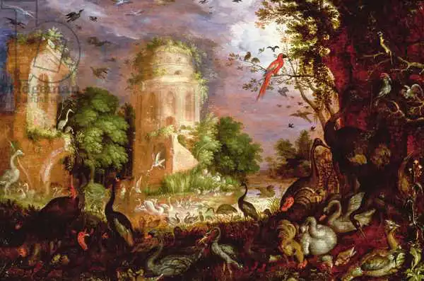 Savery, Roelandt Jacobsz: Forest Landscape with Birds and Fowl