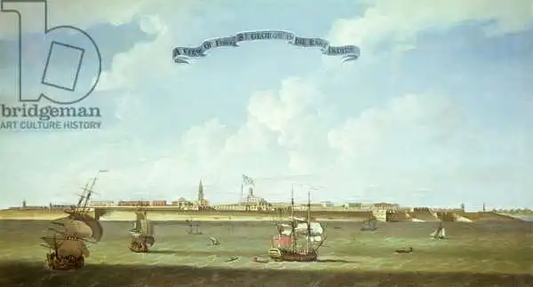 English school (18th century): Vue de Fort St. George dans les Indes orientales