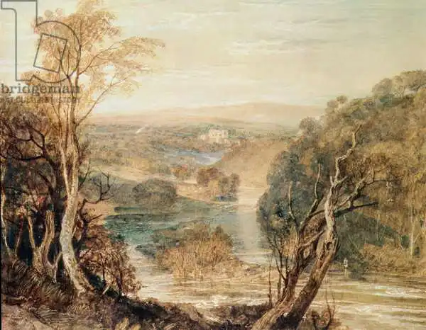 Turner, William: The River Wharfe with a distant view of Barden Tower