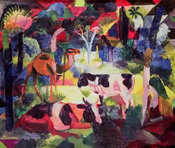Macke, August: Landscape with Cows and a Camel