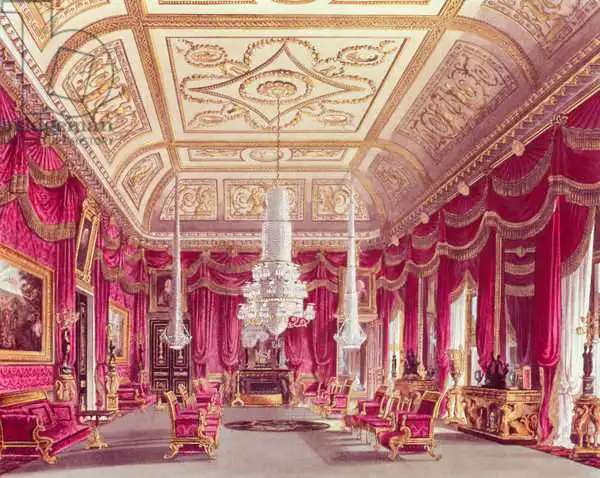 Pyne, William Henry: Crimson Drawing Room, Carlton House from Pyne Royal Residences