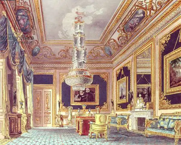 Pyne, William Henry: Blue Velvet Room, Carlton House from Pyne Royal Residences