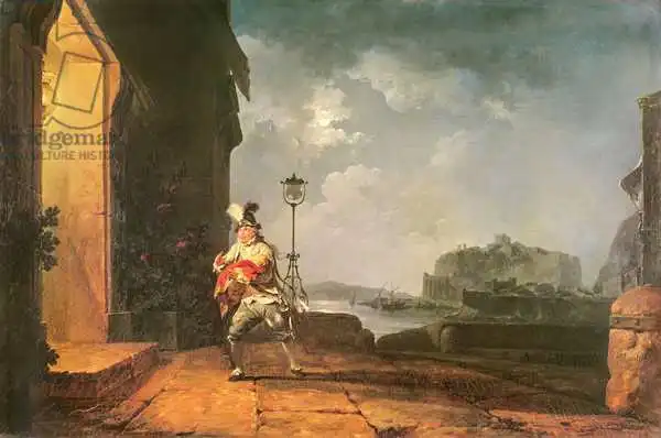 Loutherbourg, Philippe: David Garrick en tant que Don John dans son adaptation des «Chances» de Beaumont et Fletcher, acte 1, scène 2