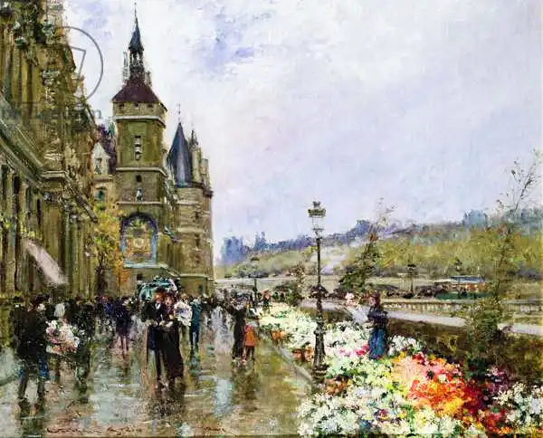 Stein, Georges: Flower Sellers by the Seine