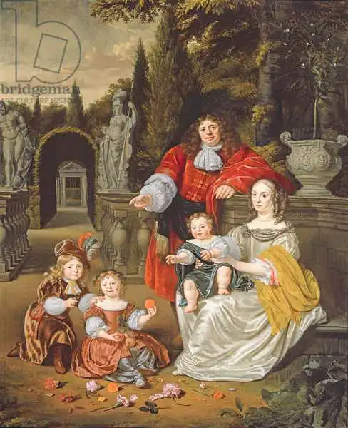 Musscher, Michiel van: Family Group on a Terrace