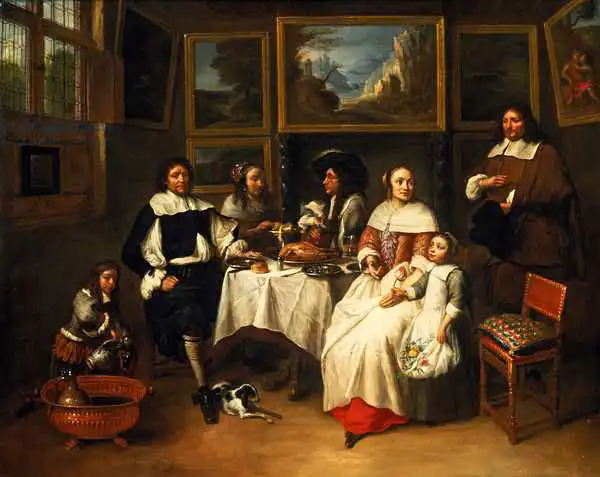 Tilborgh, Gillis van: A Flemish Family at Dinner