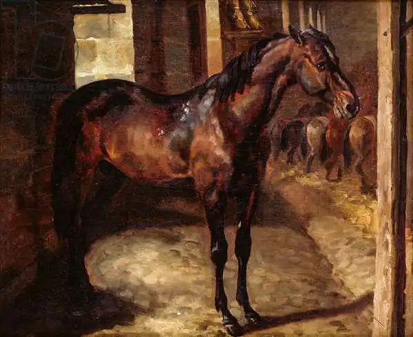 Géricault, Théodore: Anglo-Arabian Stallion in the Imperial Stables at Versailles