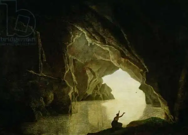 Wright, Joseph: Grotto in the Gulf of Salernum, with the figure of Julia, banished from Rome