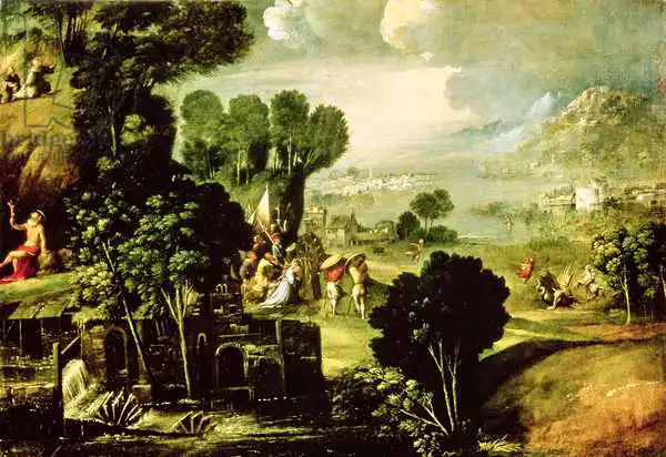 Dossi, Dosso: Landscape with Saints, 1520-30
