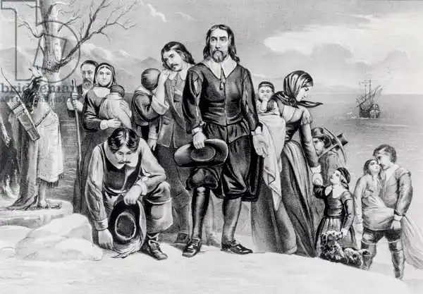 Currier, N.: The Landing of the Pilgrims at Plymouth, Mass. Dec. 22nd, 1620, pub. 1876
