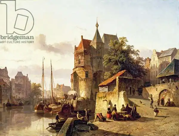 Springer, Cornelius: Fortified Buildings on the Banks of a Canal