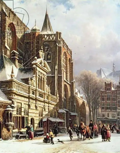 Springer, Cornelius: View of the Hoofdwacht and the Grote Kerk, Zwolle
