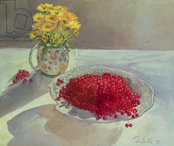 Easton, Timoth: Still Life with Redcurrants and Marigolds