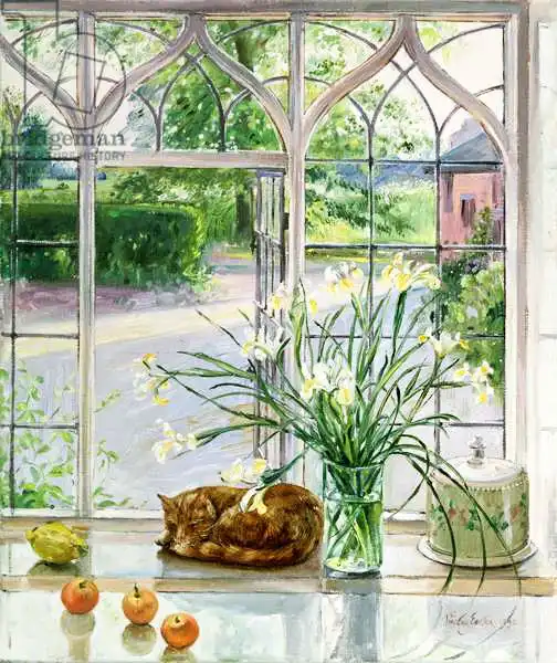 Easton, Timoth: Irises and Sleeping Cat