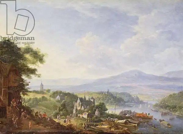 Griffier, Jan, the elder: View on the Rhine, near Cologne, c.1700-10