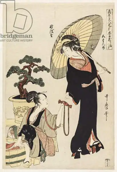 Utamaro, Kitagawa: P.352-1945 Scène 5, comparaison des beautés célèbres et de la Loyal League