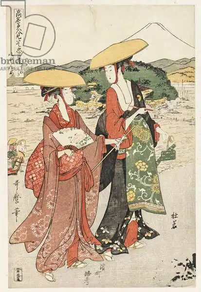 Utamaro, Kitagawa: S.355-1945 Szene 8, Vergleich berühmter Schönheiten und der loyalen Liga