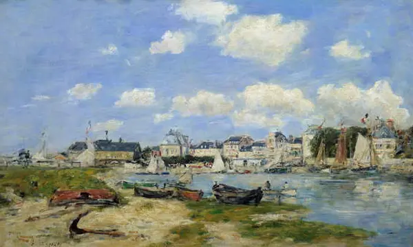 Eugene Louis Boudin: View of Trouville beach | Sea and ships