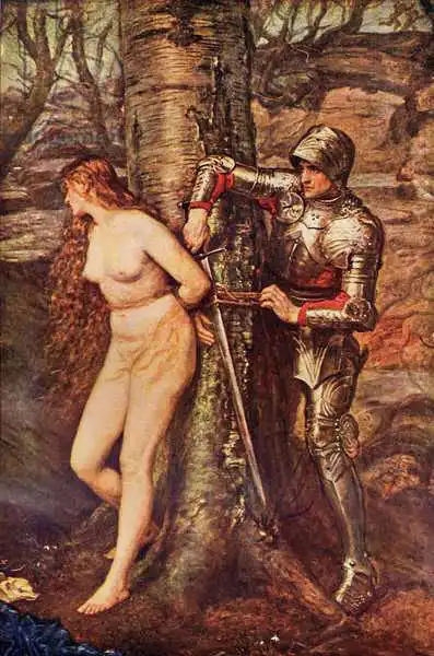 Millais, John Everet: A Knight-errant - Figure of chivalric romance literature, illustration from 
