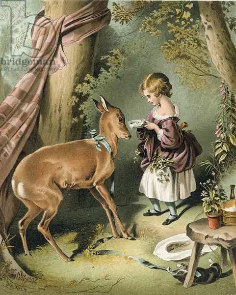 Landseer, Edwin: Girl feeding deer