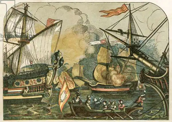 English school 19th century English fireships burning among the