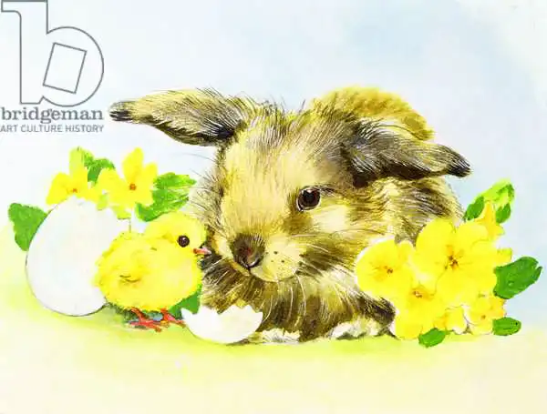 Matthes, Diane: Easter bunny with primrose and chick