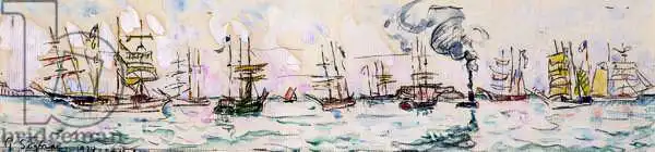 Signac, Paul: Le départ des chalutiers de pêche à Terre-Neuve
