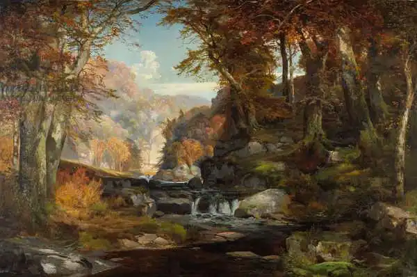 Moran, Thomas: Une scène sur le ruisseau Tohickon: automne