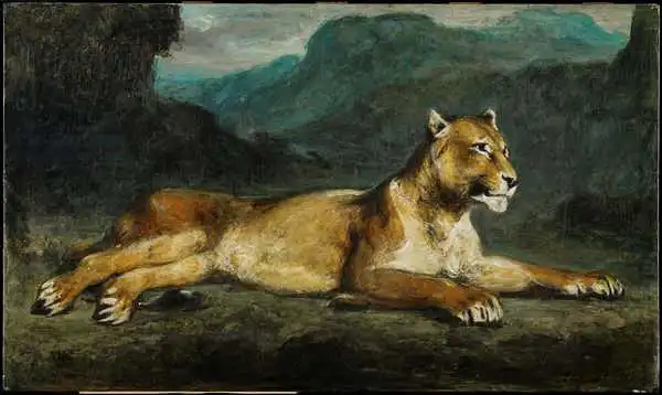 Delacroix, Eugene: Lioness reclining