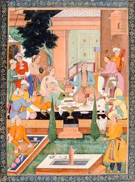 Indian school: Un prince et des compagnons prennent des rafraîchissements et écoutent de la musique, du petit album Clive