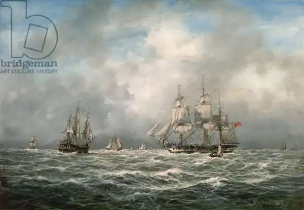 Willis, Richar: Frigate hove-to, Awaiting a Pilot