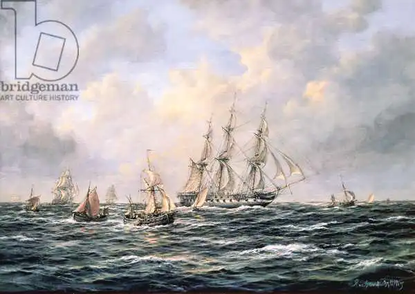 Willis, Richar: Convoy of East Indiamen amid Fishing Boats