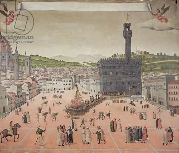 Italská škola (16. století): Savonarola Being Burnt at the Stake, Piazza della Signoria, Florence