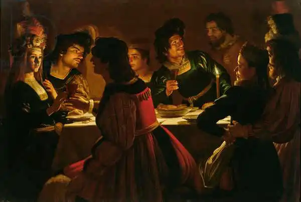 Honthorst, Gerrit van: Feast Scene with a Young Married Couple