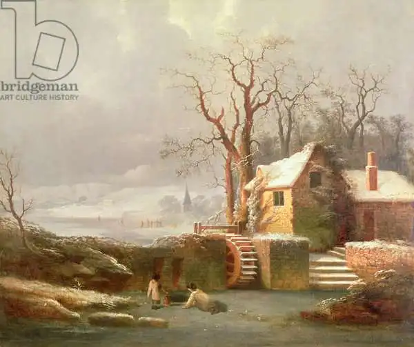 Smith, George: Snow Scene with Mill and Cottages