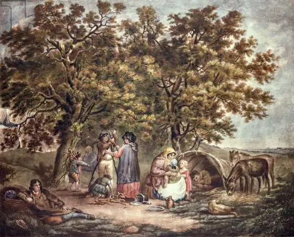 Morland, George: La tente Gipsies, gravée par Joseph Grozar