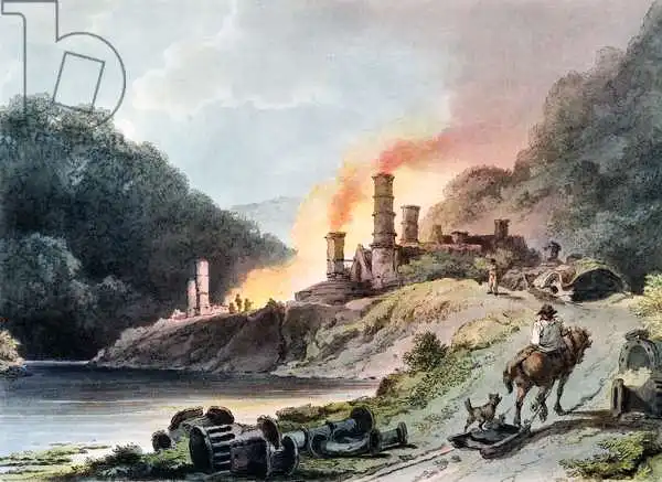 Loutherbourg, Philippe: Iron Works, Coalbrookdale, gravé par William Pickett