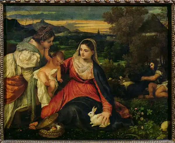 Tizian: Madonna and Child with St. Catherine (The Virgin of the Rabbit