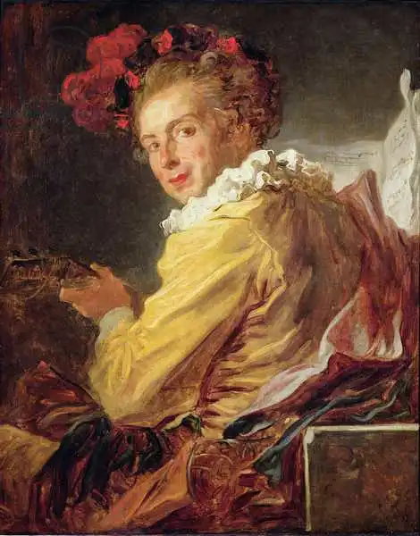 Fragonard, Jean-Honoré: Música, retrato de Monsieur de la Breteche, hermano del abad de Saint-Non