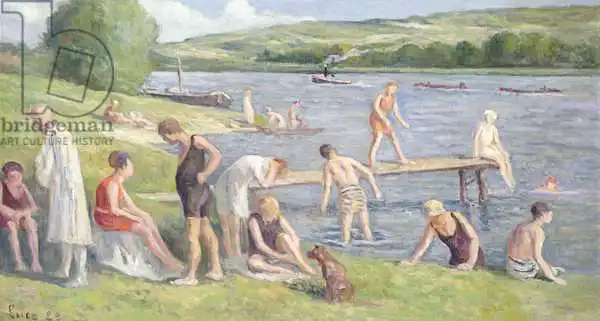 Luce, Maximilien: Bathers on the Banks of the Seine