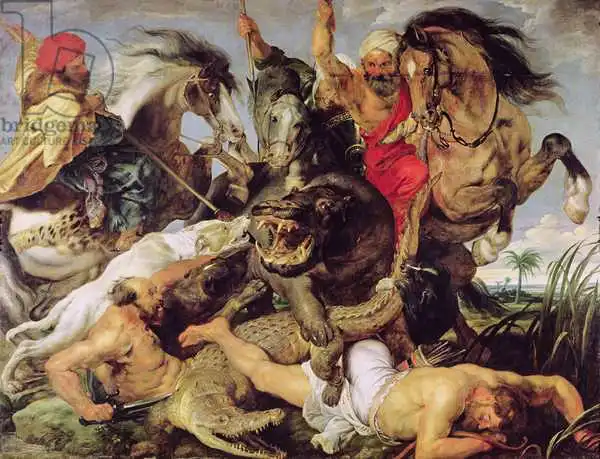 Rubens, Peter Paul: Hippopotamus et Crocodile Hunt, c.1615-16