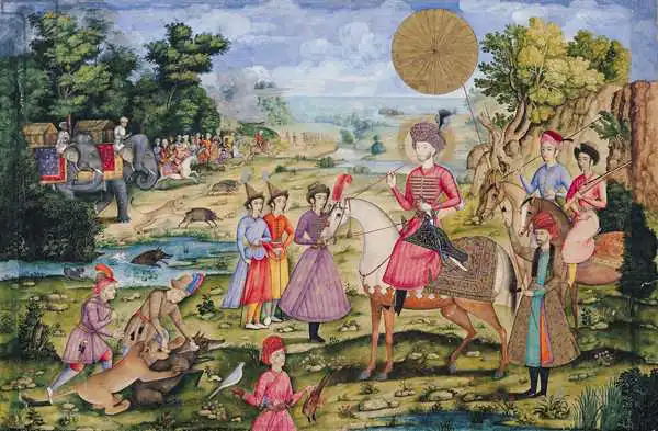 Islamic school (17th century): Royal Hunt, aus Isfahan, Iran