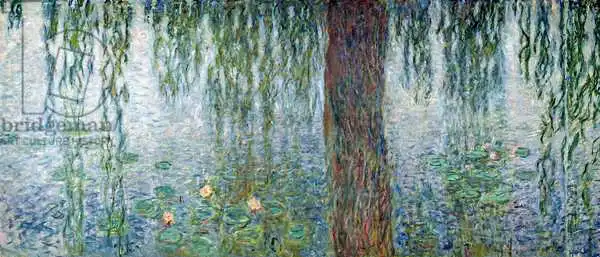 Monet, Claude: Waterlililes: Matin avec des saules en pleurs, détail de la section de gauche, 1915-26