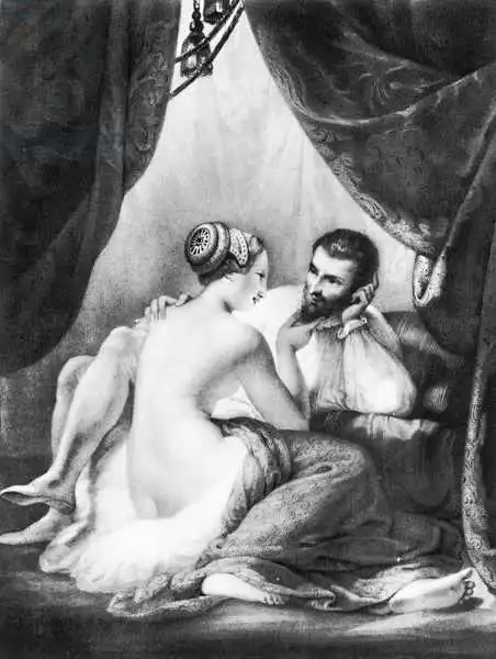 French school (19th century): Henri IV (1553-1610), roi de France et sa maîtresse Gabrielle d