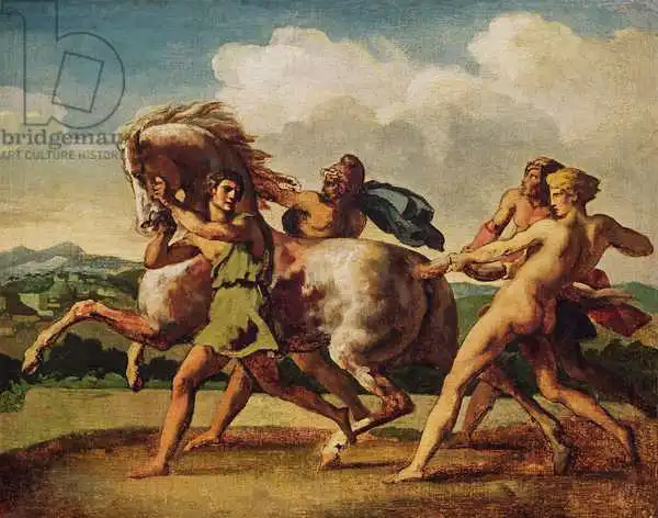 Géricault, Théodore: Slaves stopping a horse, study for The Race of the Barbarian Horses